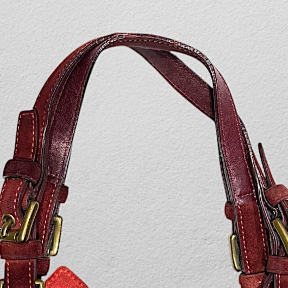 Coach 8B03 Burgundy Suede Hampton Bordeaux Tote - Picture 12 of 15